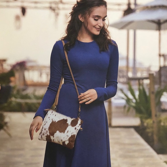 NEW Cow Hide & Leather Crossbody Shoulder Bag - Picture 2 of 8